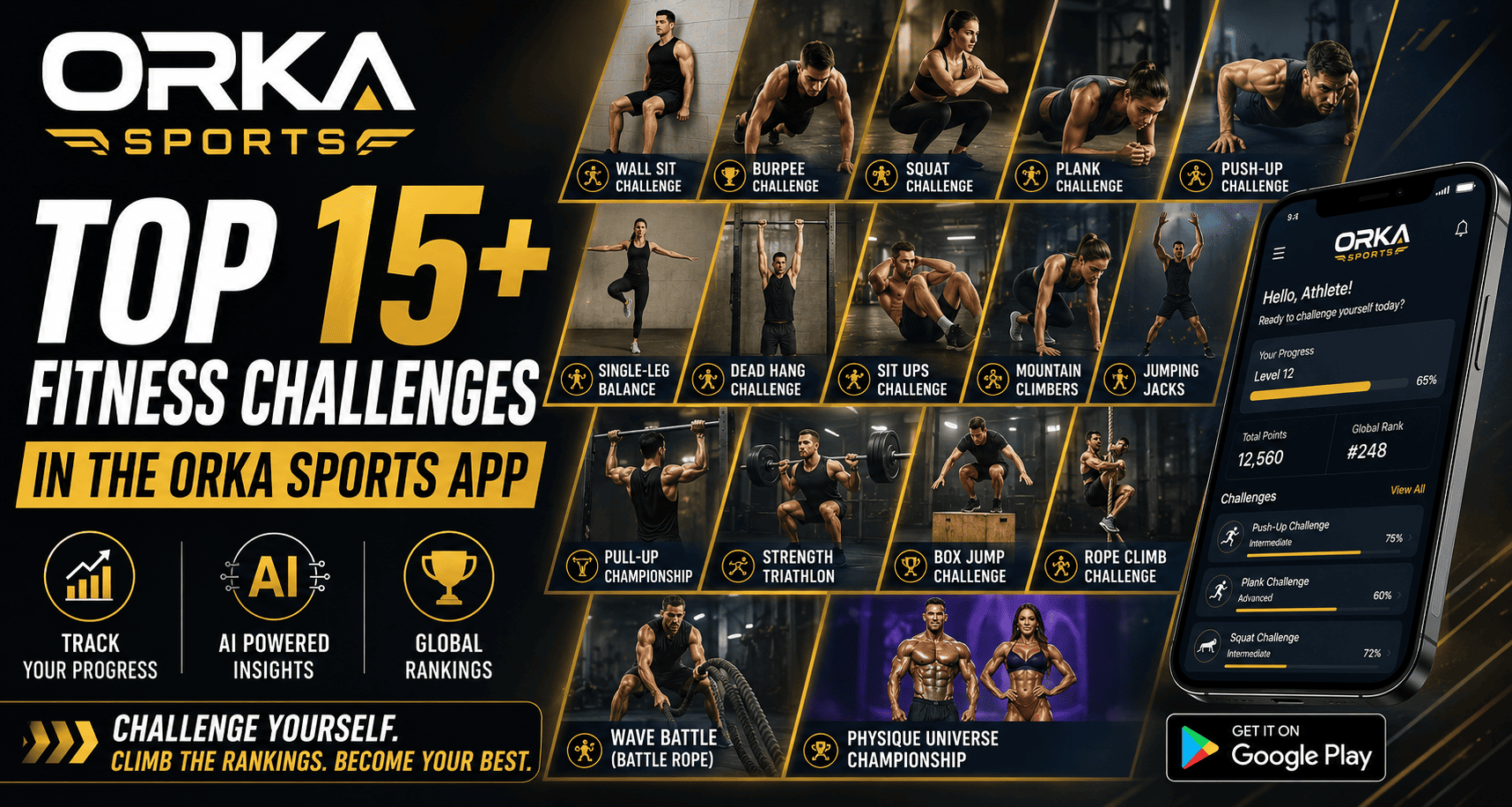 Top 15+ Fitness Challenges in the ORKA Sports App: Compete, Improve & Climb the Global Rankings